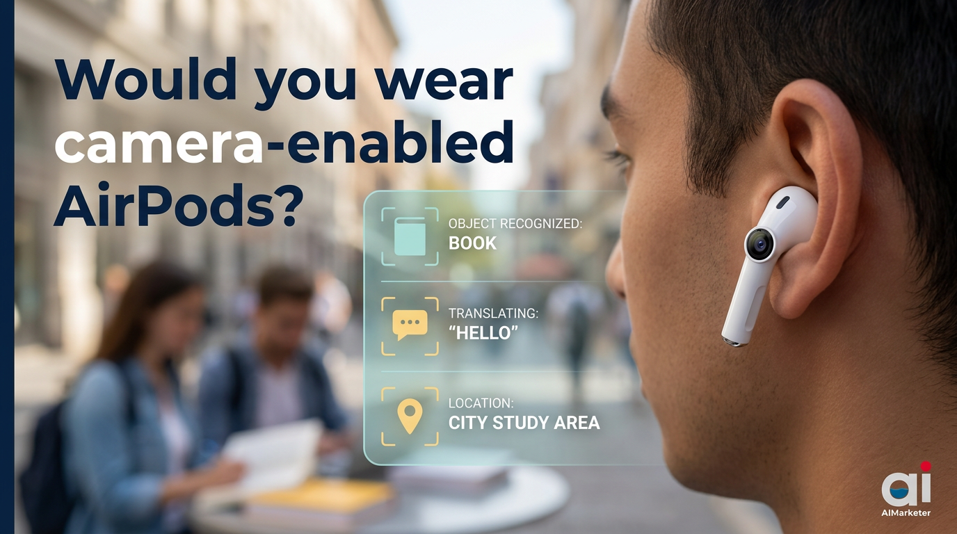 Would you wear camera-enabled AirPods? — AIMarketer.ie article cover