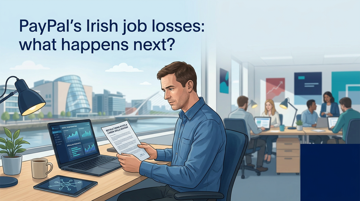 PayPal’s Irish job losses: what they reveal about AI, efficiency and Ireland’s tech economy — AIMarketer.ie article cover